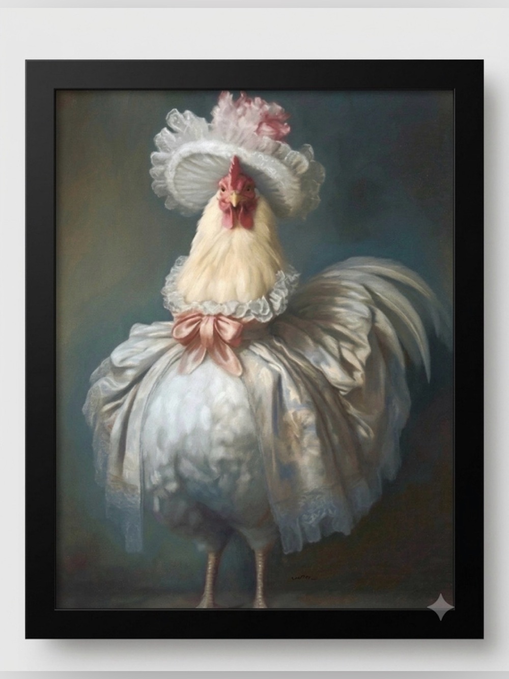 Victorian Animals Portrait, Royal Chicken Vintage Framed 8x10” Print